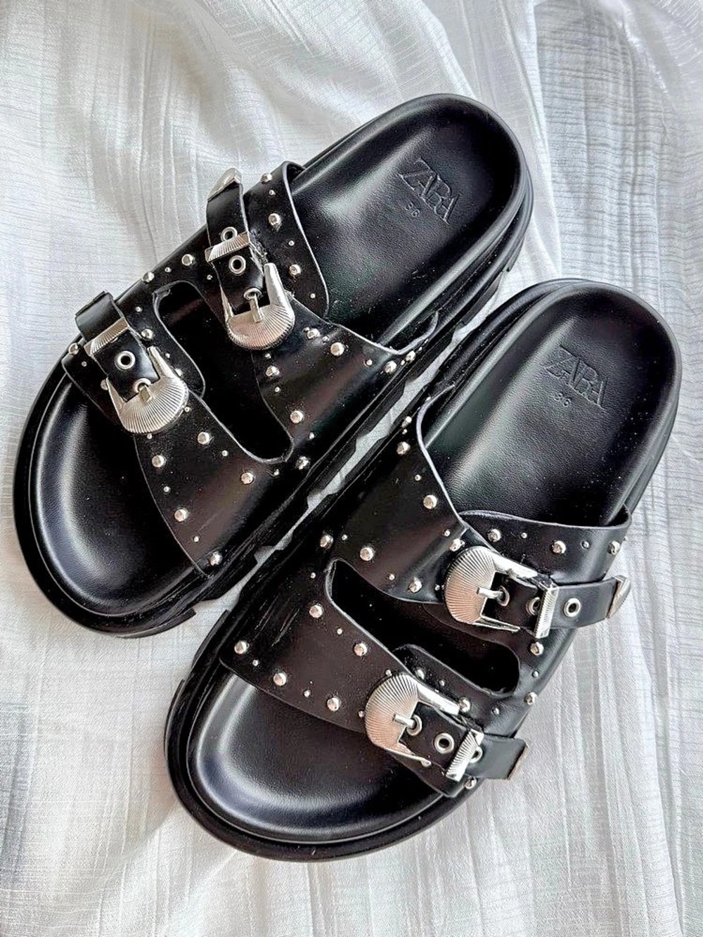 Zara Studded Platform Sandals in Black